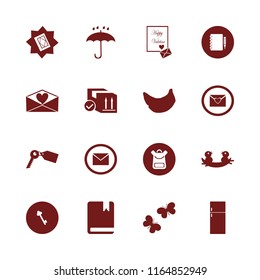 open vector icons set. with heart envelope, fridge, nest chicks and key tag in set