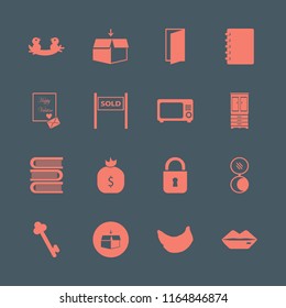 open vector icons set. with key, door open, heart envelope and books in set
