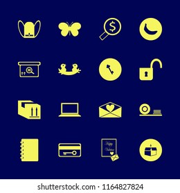 open vector icons set. with nest chicks, looking money, square barcode box and butterfly in set