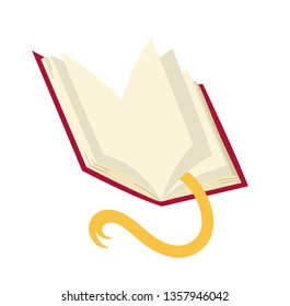 Open vector red book icon. Notebook with bookmark.
