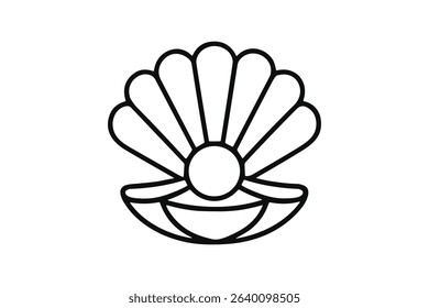 Open Vector Seashell Illustration Pearl Oyster Marine Life Treasure Beach Souvenir
