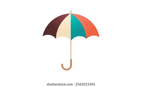 Open vector umbrellas set, rain protection, vector cartoon illustration isolated on white background
