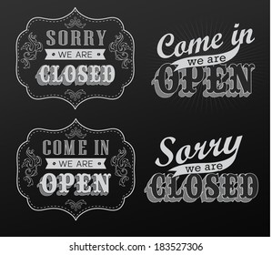Open Vintage retro signs  vector illustration