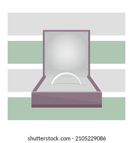 Open violet simple box for silver ring, flat design