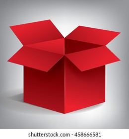 Open volume red box, abstract object, vector design