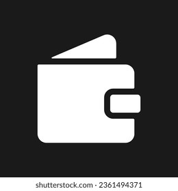 Open wallet dark mode glyph ui icon. Finance and banking. Account deposit. User interface design. White silhouette symbol on black space. Solid pictogram for web, mobile. Vector isolated illustration