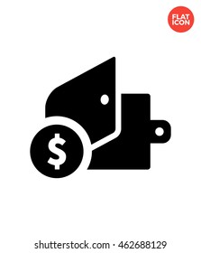 Open wallet with dollar Icon Flat Style Isolated Vector Illustration