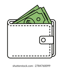 Open wallet with green banknotes illustration currency banknote illustration business accessory spending