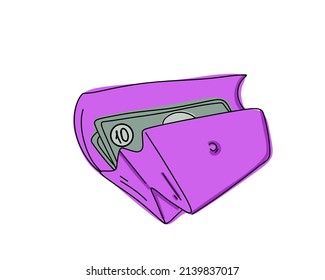 Open wallet with money. Vector illustration.