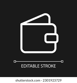 Open wallet pixel perfect white linear ui icon for dark theme. Finance and banking. Vector line pictogram. Isolated user interface symbol for night mode. Editable stroke. Arial font used