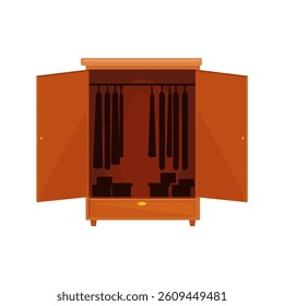 open wardrobe  icon isolated. dressing room. Vector illustration.