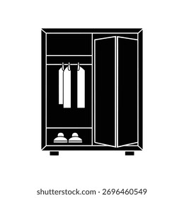 Abrir ilustração do vetor interior do guarda-roupa