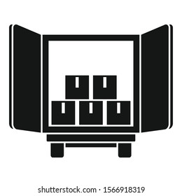 Open warehouse truck icon. Simple illustration of open warehouse truck vector icon for web design isolated on white background