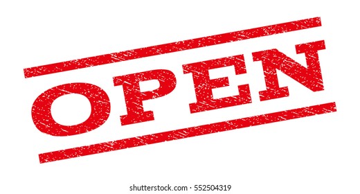 Open watermark stamp. Text caption between parallel lines with grunge design style. Rubber seal stamp with unclean texture. Vector red color ink imprint on a white background.