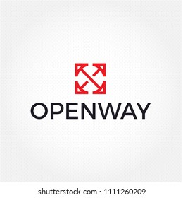 Open way arrow business vector logo. Web media app icon