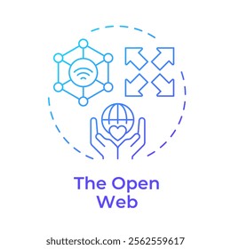 Open web blue gradient concept icon. Networks and platforms accessible to anyone. Digital experience. Round shape line illustration. Abstract idea. Graphic design. Easy to use in presentation