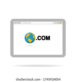 Open web page with world and .com domain