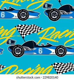 Open wheel racing car seamless pattern .