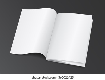 Open White Blank Brochure Magazine for Mock up - Vector Illustration