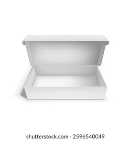 Open White Blank Cardboard Box With Flip Top. EPS10 Vector