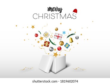 Open white box with a gift. icon in the  on a white background. Vector illustration. 