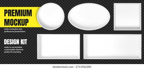 Open white box mockup top view with cardboard square package for gift delivery. Blank 3d paper container with realistic shadow, empty inside. Transparent above mock up isolated vector. Round stand
