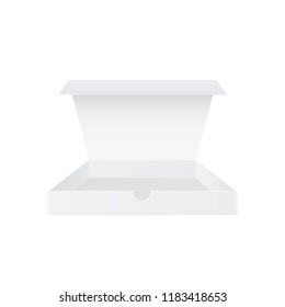 Open white box mockup. Vector 3d illustration isolated on white background