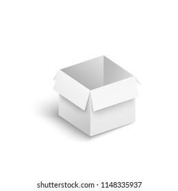 Open white box on white background. Vector illustration.