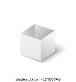 Open white box on white background. Vector illustration.