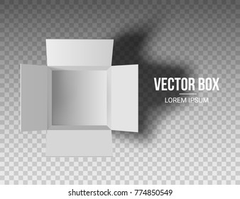 Open white box on a transparent background. Top view. Vector illustration