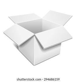 Open white cardboard box. Vector Illustration