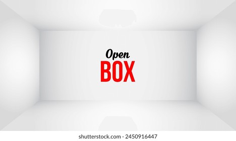 Open White Empty Box Top View. Inner Space of the Box or Room. White Empty Room Interior. 3D Vector Illustration.