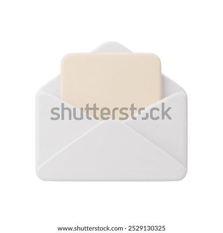 open white envelope with blank sheet of paper inside.. Modern message icon. Vector illustration of envelope with letter inside. Postcard in an envelope isolated on a white background.