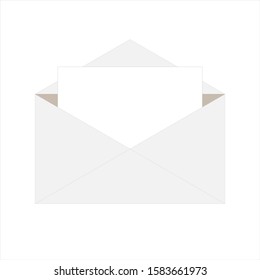 Open white envelope with invitation card realistic mockup isolated eps 10