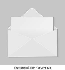 Open White Envelope With Invitation Card Realistic Mockup Isolated Eps 10