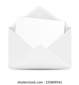 Open White Envelope With Paper With Gradient Mesh, Vector Illustration