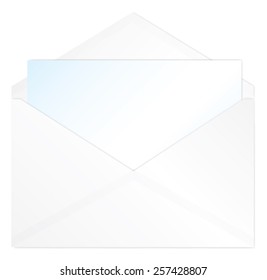 Open white envelope vector with letter inside isolated