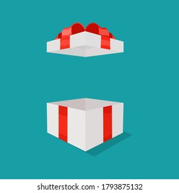 open white gift box design. template surprise inside. vector illustration