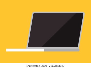 Open white laptop with black screen isolated. Modern notebook pc. Portable computer for work and study digital gadget. Technical equipment for workplace and freelancing with display and keyboard