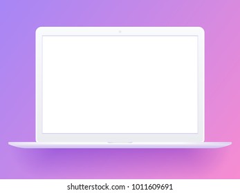 Open white laptop with blank screen. Vector illustration