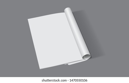 open white magazine on dark background mock up vector