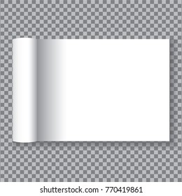 Open the white paper pages on transparent background.