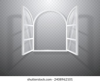 Abre una ventana blanca realista. Ilustración vectorial.