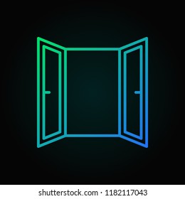 Open Window colored line icon. Vector window symbol or logo element in linear style on dark background