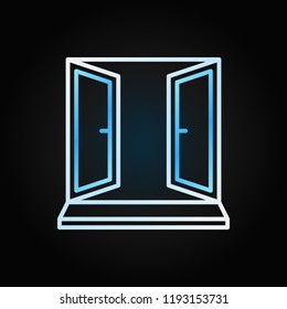 Open window colorful icon. Vector concept sign in thin line style on dark background