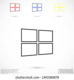 Open window with flat long shadow. Window icon. Vector window illustration. House element. Icon design element. Abstract logo idea for business company.