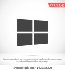Open window with flat long shadow. Window icon. Vector window illustration. House element. Icon design element. Abstract logo idea for business company.