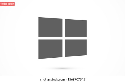 Open window with flat long shadow. Window icon. Vector window illustration. House element. Icon design element. Abstract logo idea for business company.