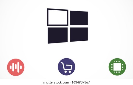 Open window with flat long shadow. Window icon. Vector window illustration. House element. Icon design element. Abstract logo idea for business company.