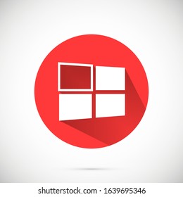 Open window with flat long shadow. Window icon. Vector window illustration. House element. Icon design element. Abstract logo idea for business company.